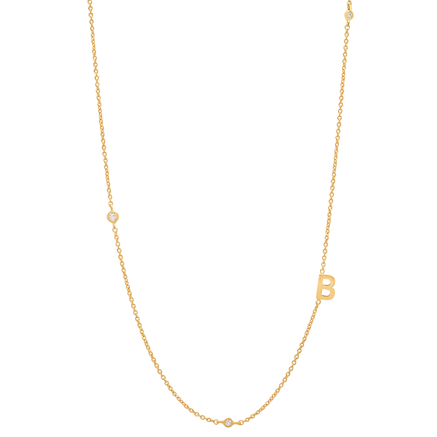 Sideways Initial Necklace in 14k Gold Plating