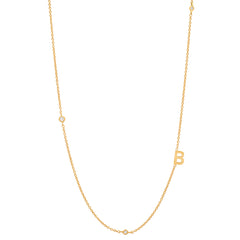 Sideways Initial Necklace in 14k Gold Plating