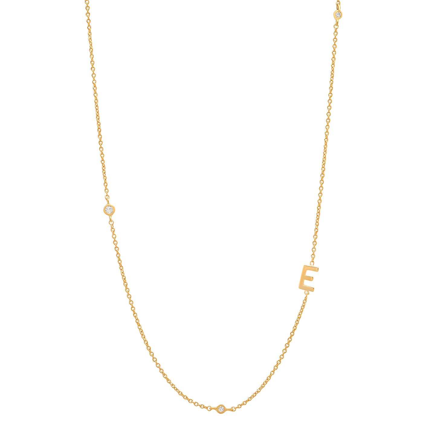 Sideways Initial Necklace in 14k Gold Plating