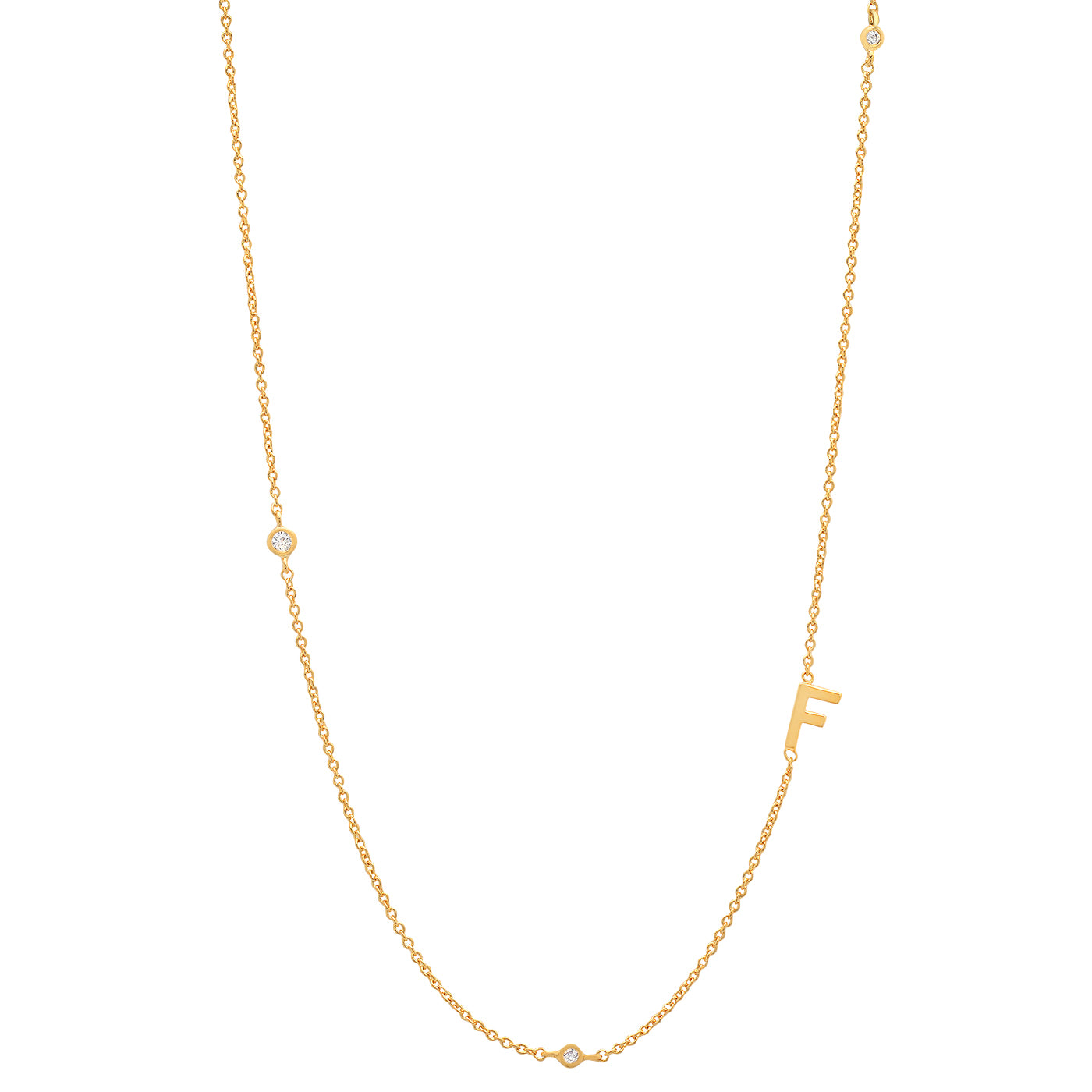 Sideways Initial Necklace in 14k Gold Plating