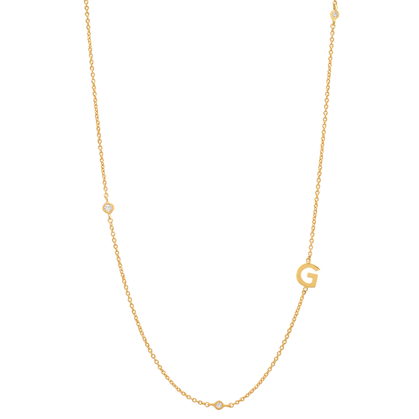 Sideways Initial Necklace in 14k Gold Plating