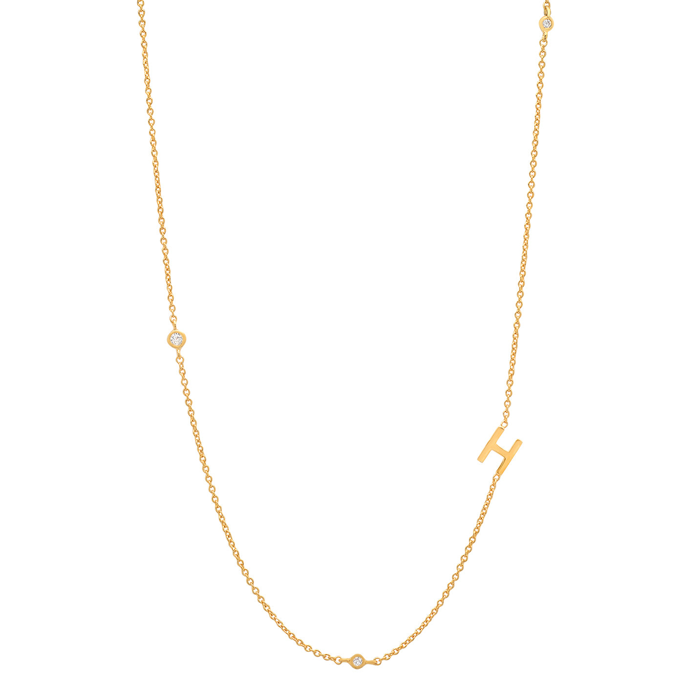 Sideways Initial Necklace in 14k Gold Plating