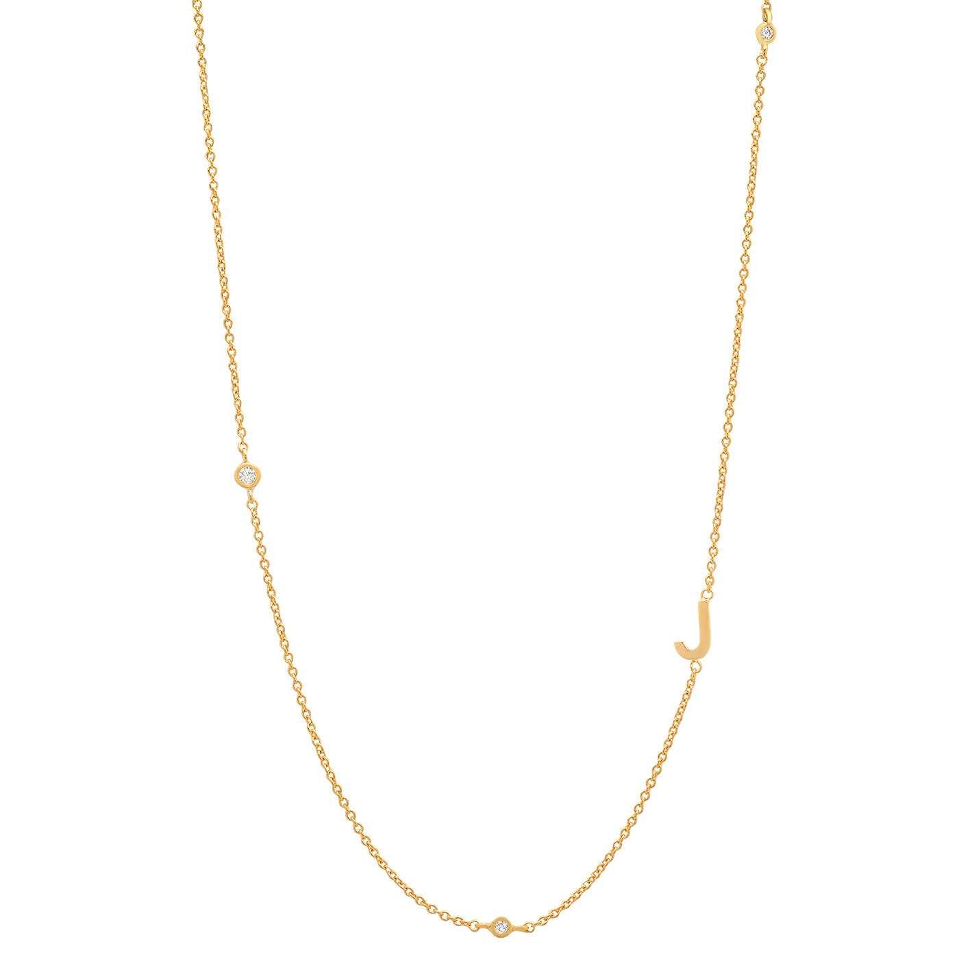 Sideways Initial Necklace in 14k Gold Plating