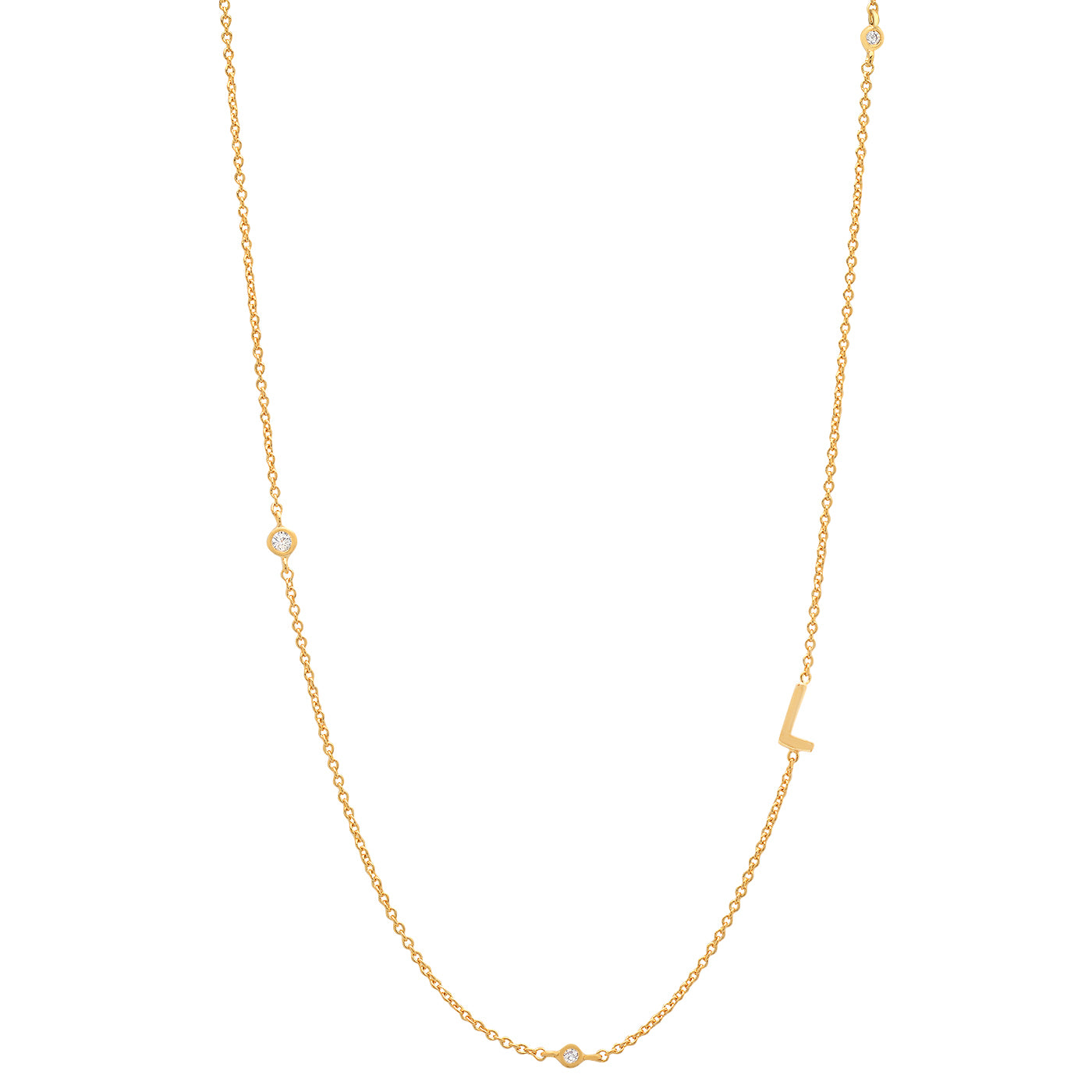 Sideways Initial Necklace in 14k Gold Plating