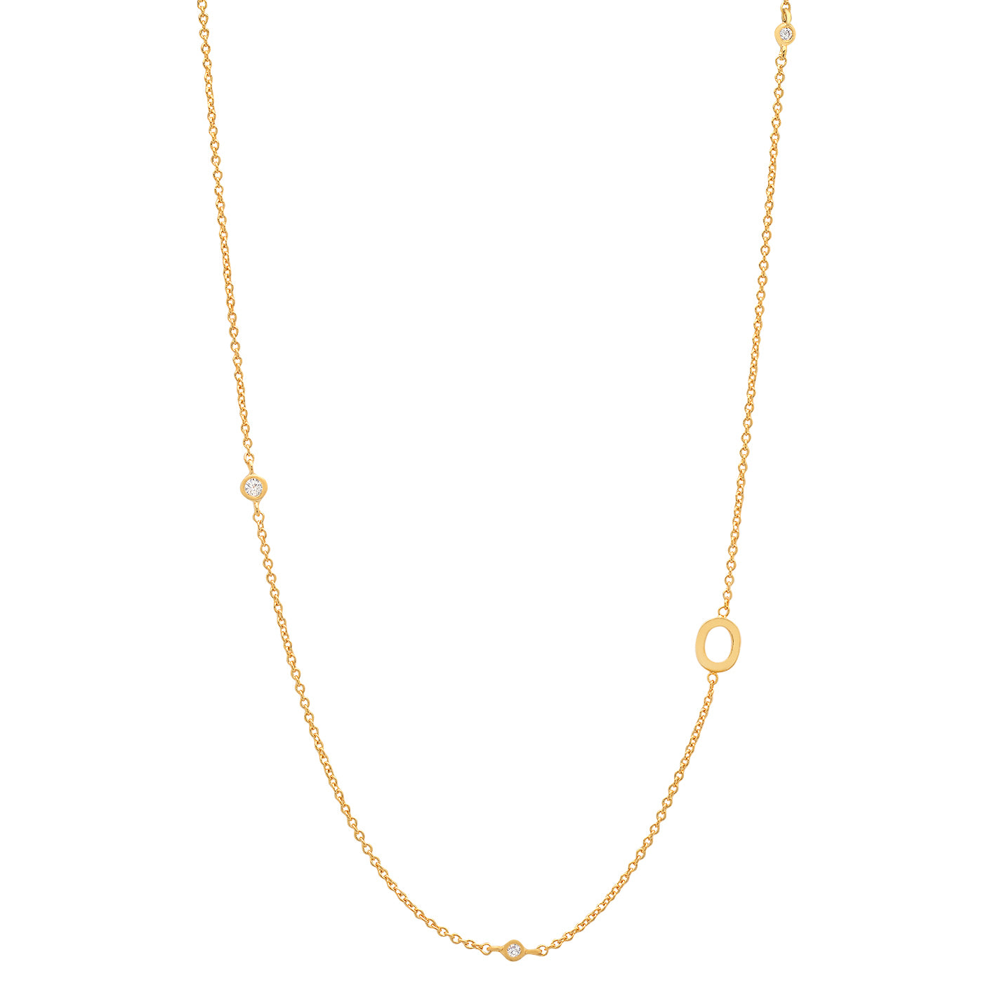 Sideways Initial Necklace in 14k Gold Plating