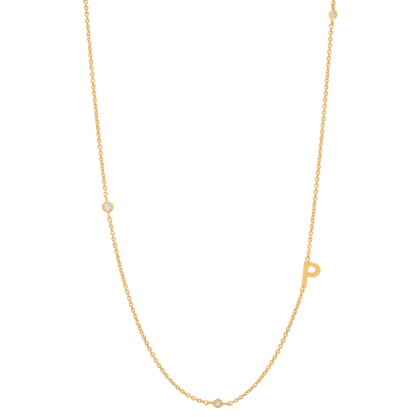 Sideways Initial Necklace in 14k Gold Plating