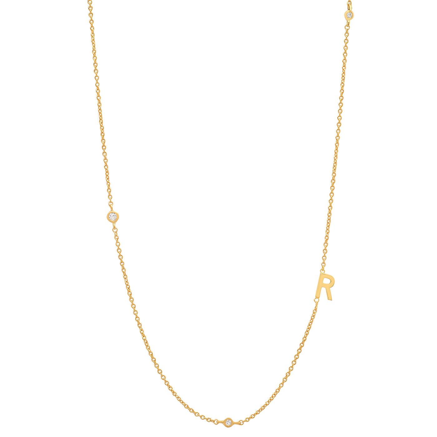 Sideways Initial Necklace in 14k Gold Plating