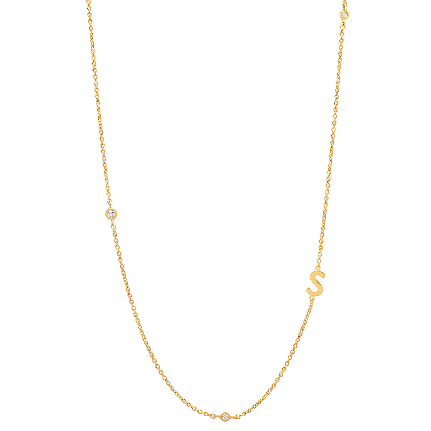 Sideways Initial Necklace in 14k Gold Plating