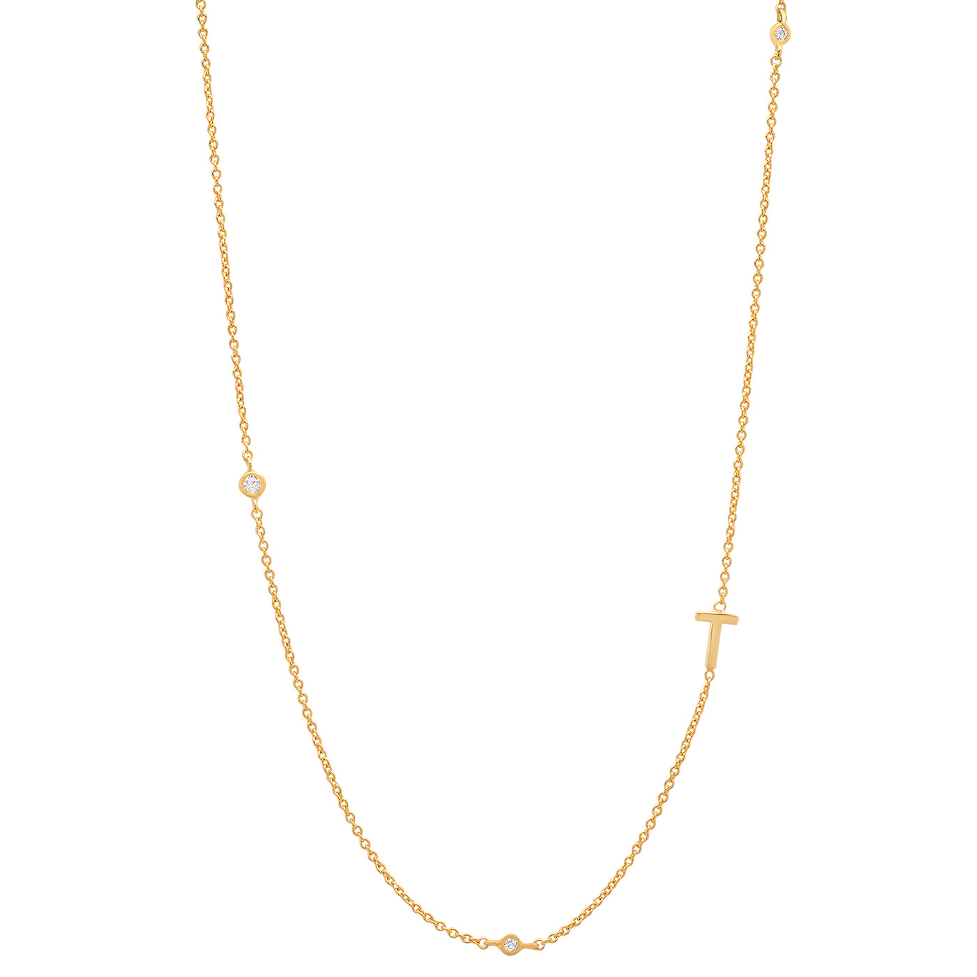Sideways Initial Necklace in 14k Gold Plating