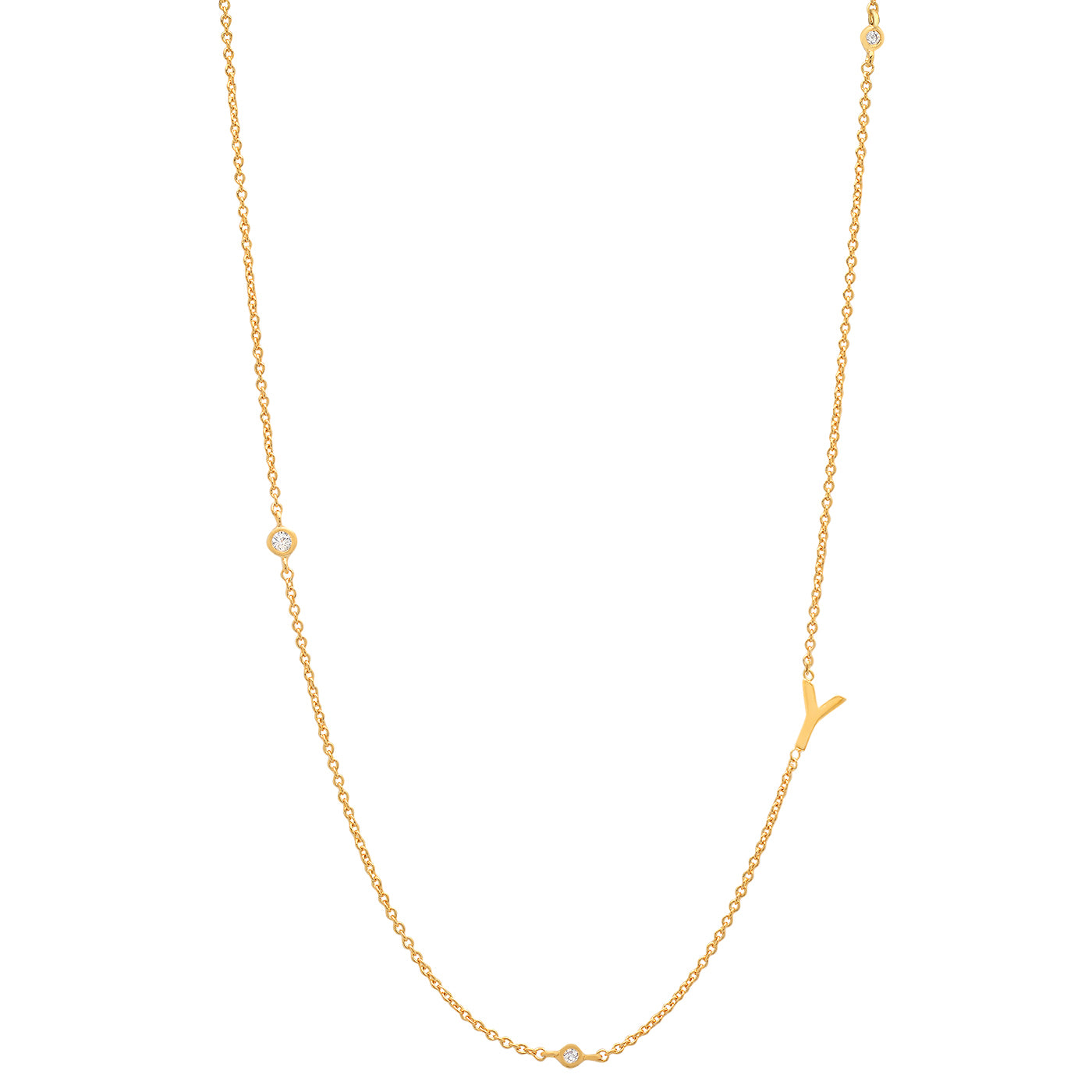 Sideways Initial Necklace in 14k Gold Plating