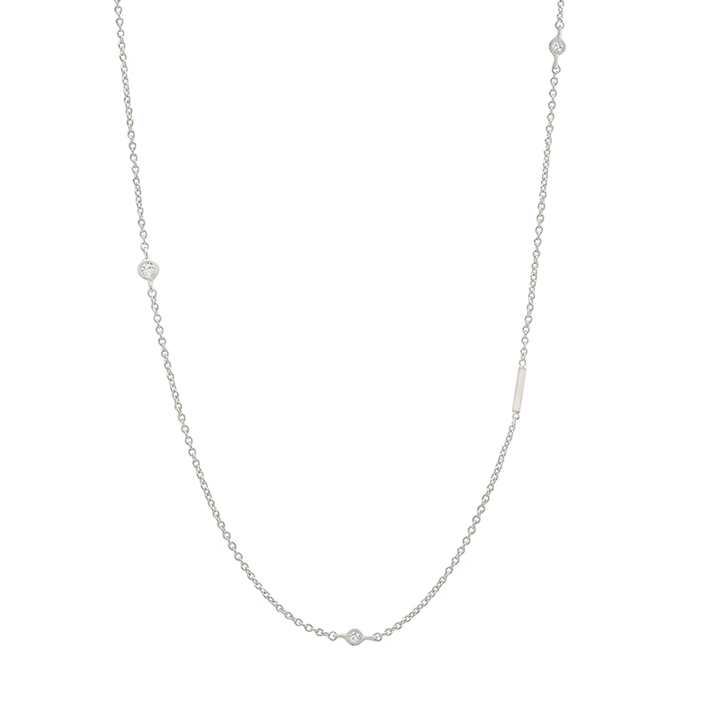 Sideways Initial Necklace in Silver Plating