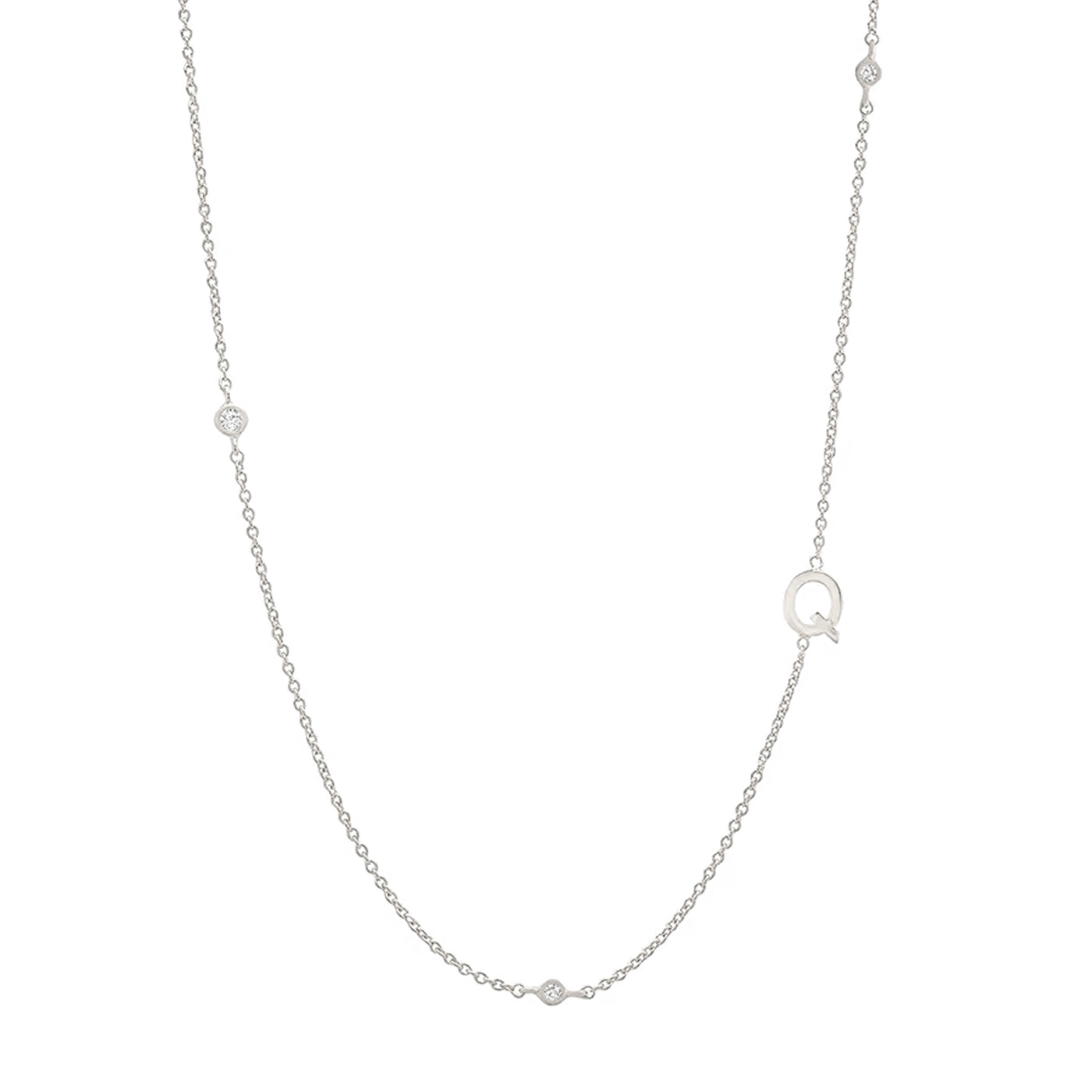 Sideways Initial Necklace in Silver Plating